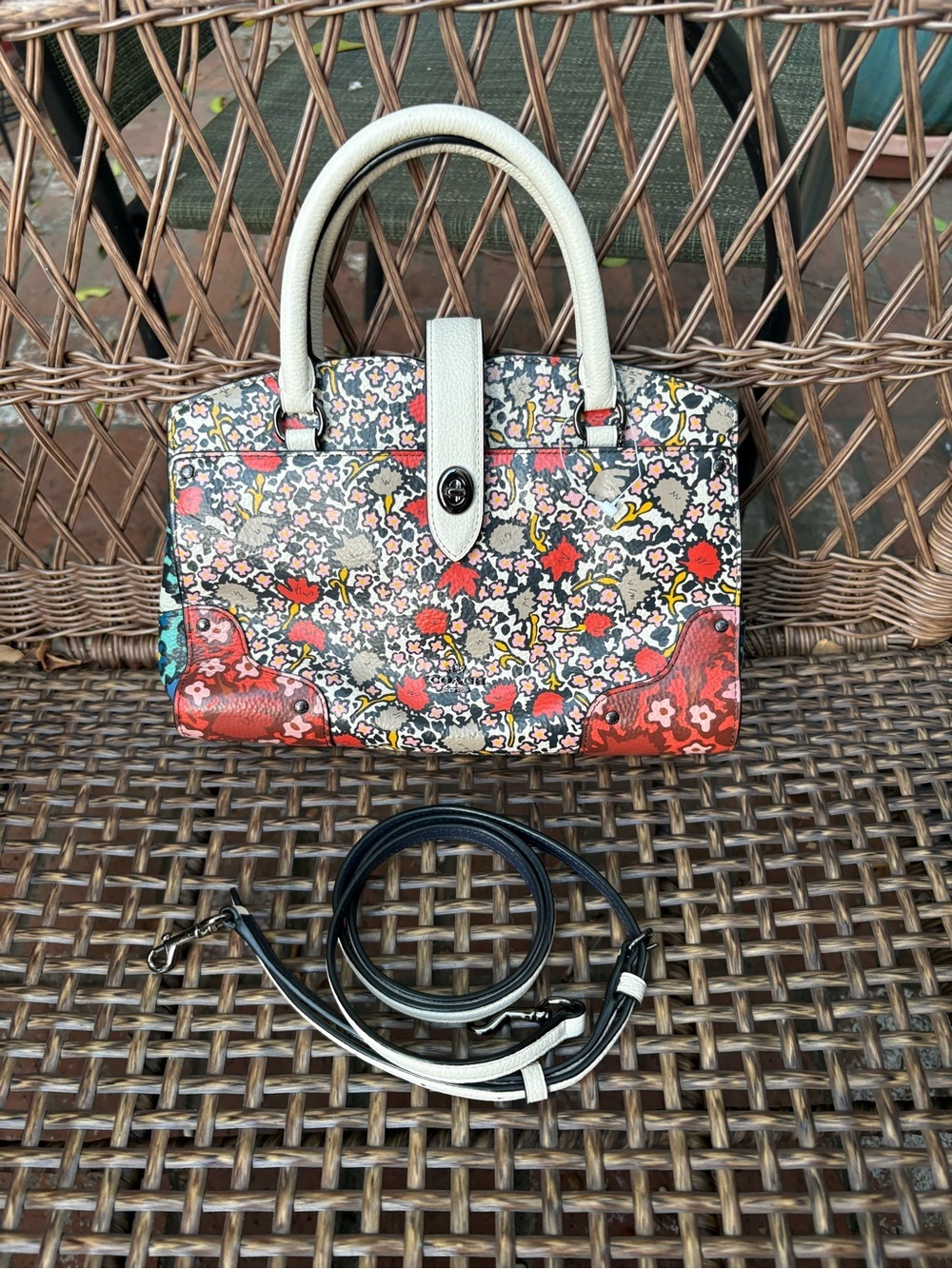 Coach Mercer Satchel 24 With Multi Yankee Floral Print - Picture 10 of 12